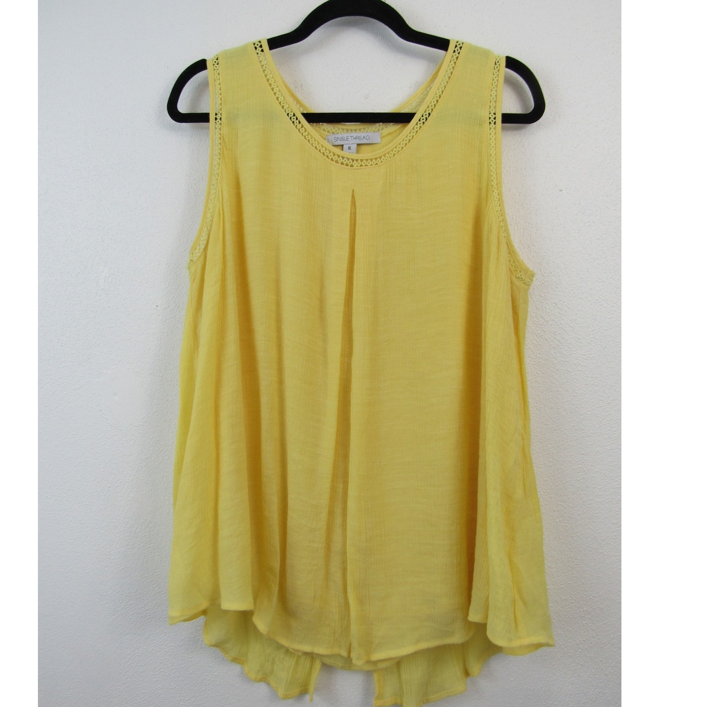 Single Thread Xl Yellow Tank Top Layered Flowy Cut Out Details Butter Yellow